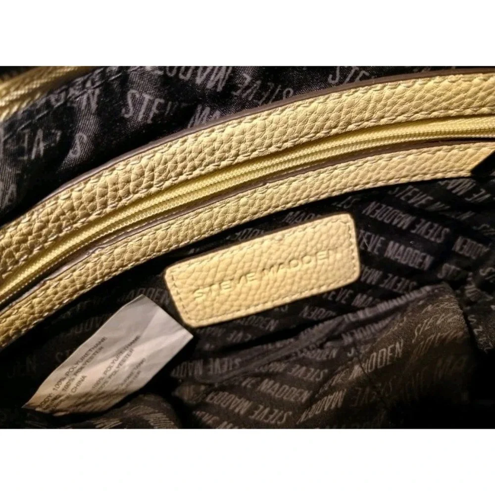 Steve Madden Crossbody Pebbled Yellow Shoulder Bag Adjustable S. Multi Zip #1260